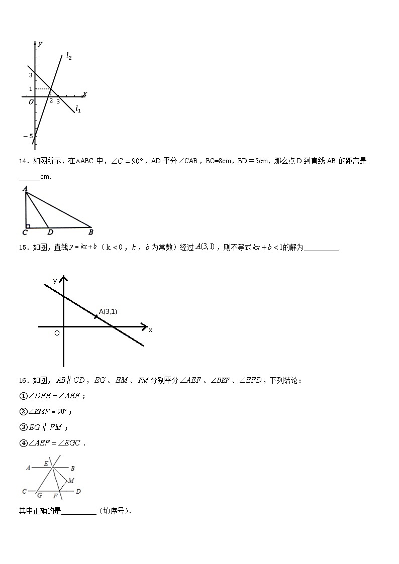 山东省济宁梁山县联考2023-2024学年数学八上期末质量跟踪监视试题含答案第3页