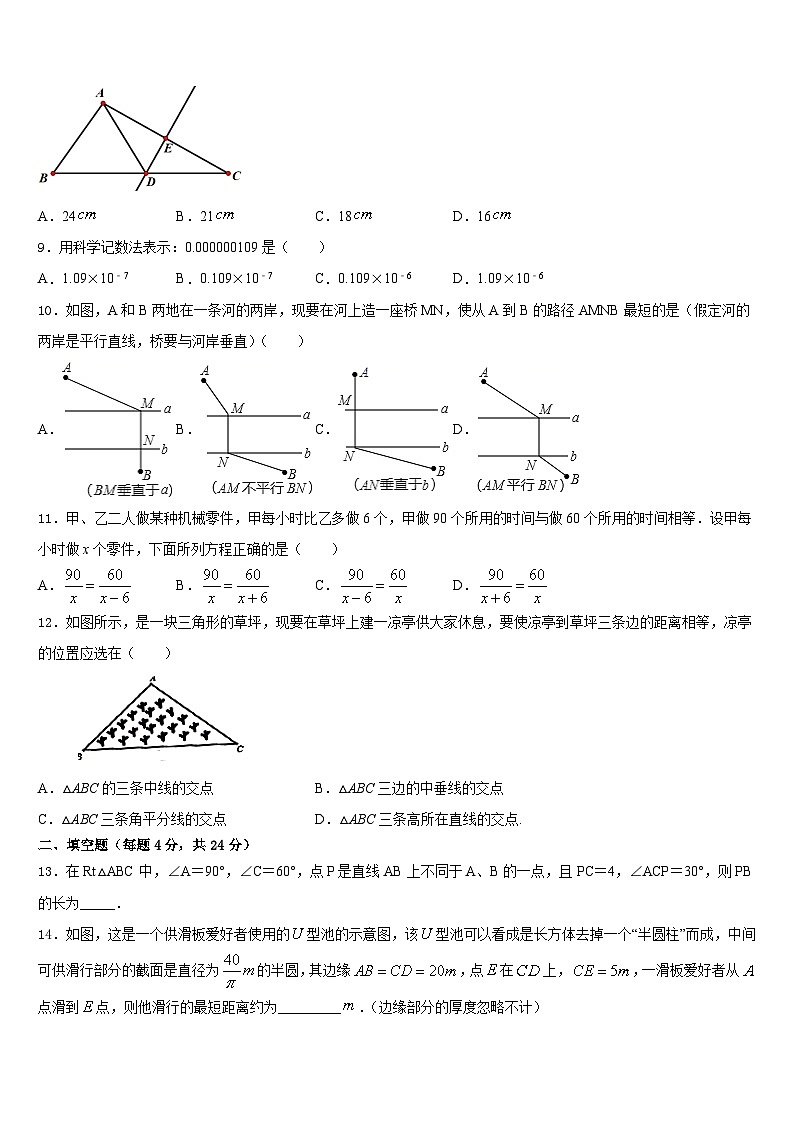 山东省临沂市沂县2023-2024学年数学八年级第一学期期末统考试题含答案第2页