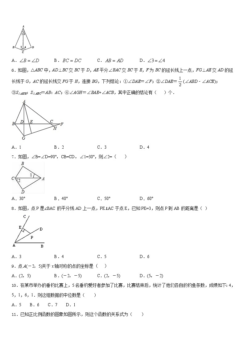 山东省青岛市崂山三中学2023-2024学年数学八年级第一学期期末复习检测模拟试题含答案02