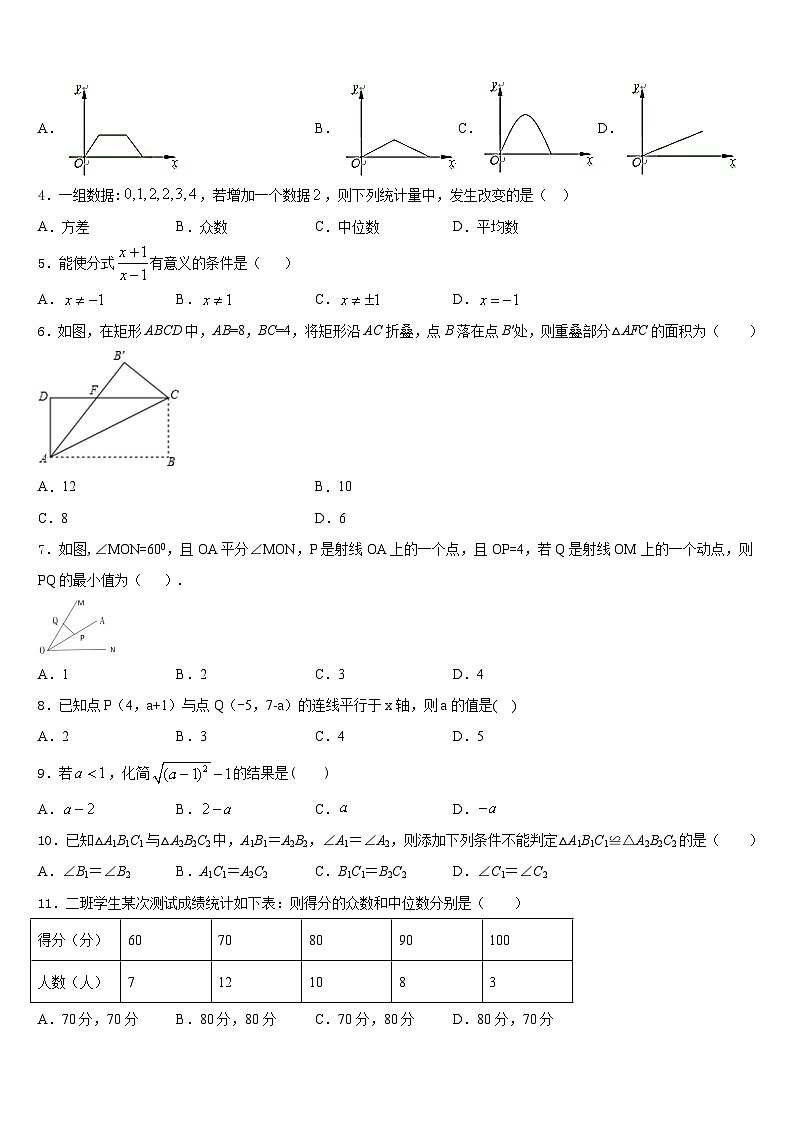 山东省青岛市市南区统考2023-2024学年八年级数学第一学期期末调研试题含答案02