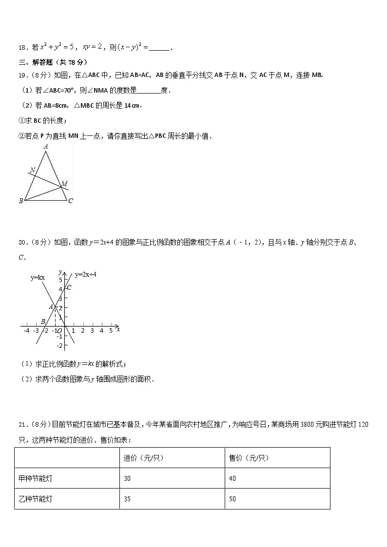 广东省东莞市虎门外国语学校2023-2024学年八上数学期末监测模拟试题含答案03