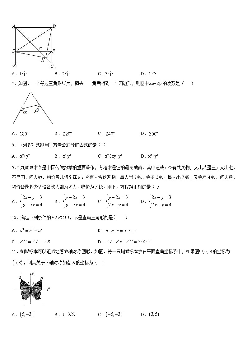 广东省广州市广州大附属中学2023-2024学年八上数学期末达标检测模拟试题含答案02