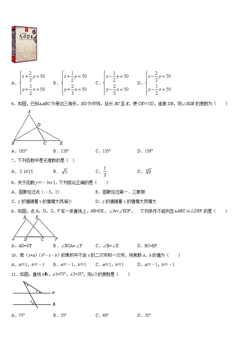广东省深圳市大鹏新区2023-2024学年八上数学期末质量跟踪监视模拟试题含答案02