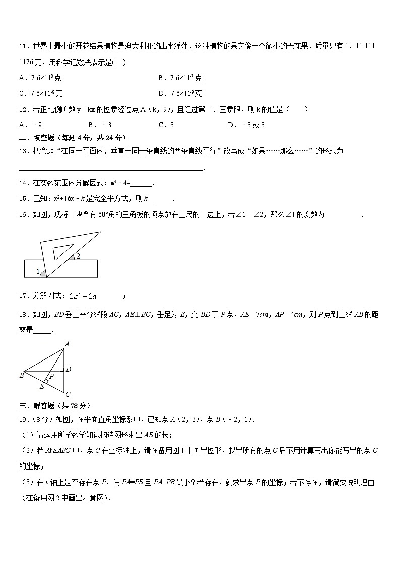 广东省湛江二十七中学2023-2024学年八年级数学第一学期期末监测模拟试题含答案03