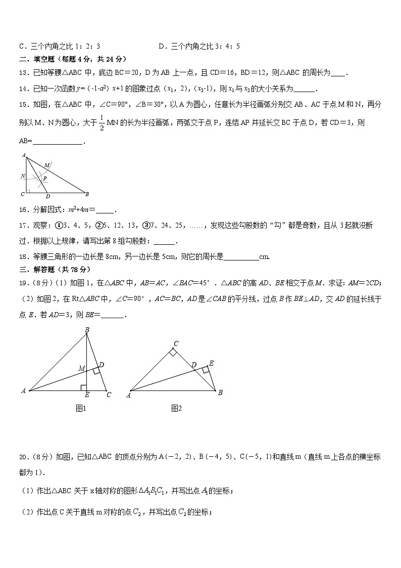 江苏省泰兴市老叶初级中学2023-2024学年数学八年级第一学期期末质量检测模拟试题含答案03