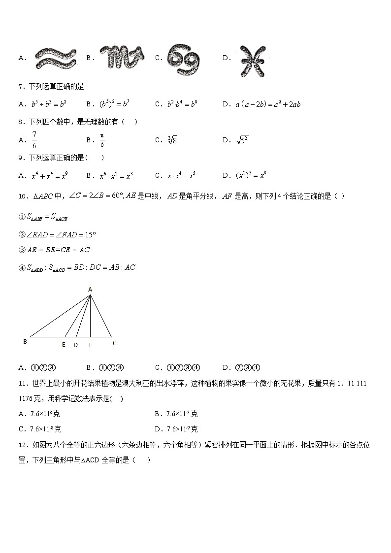 江苏省泰州市高港实验学校2023-2024学年数学八上期末复习检测模拟试题含答案02