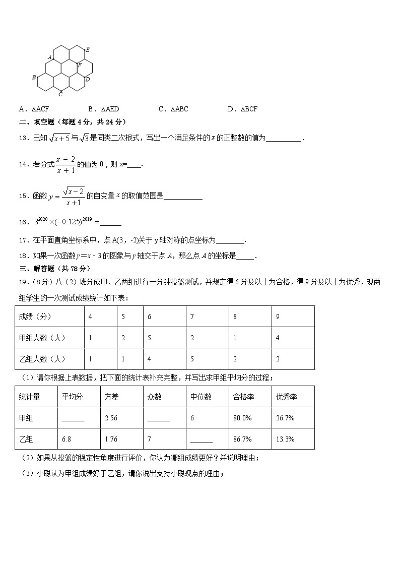 江苏省泰州市高港实验学校2023-2024学年数学八上期末复习检测模拟试题含答案03