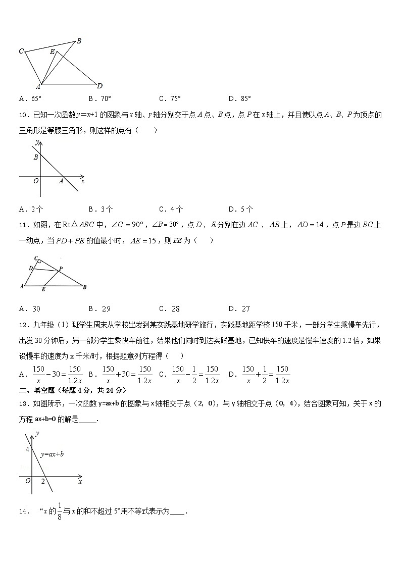 江西南昌市心远中学度2023-2024学年八上数学期末复习检测试题含答案03