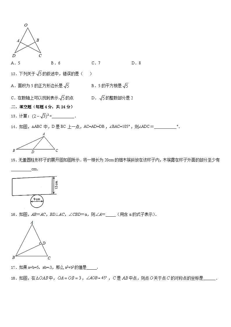 河北省邯郸市大名县2023-2024学年八上数学期末达标检测试题含答案03