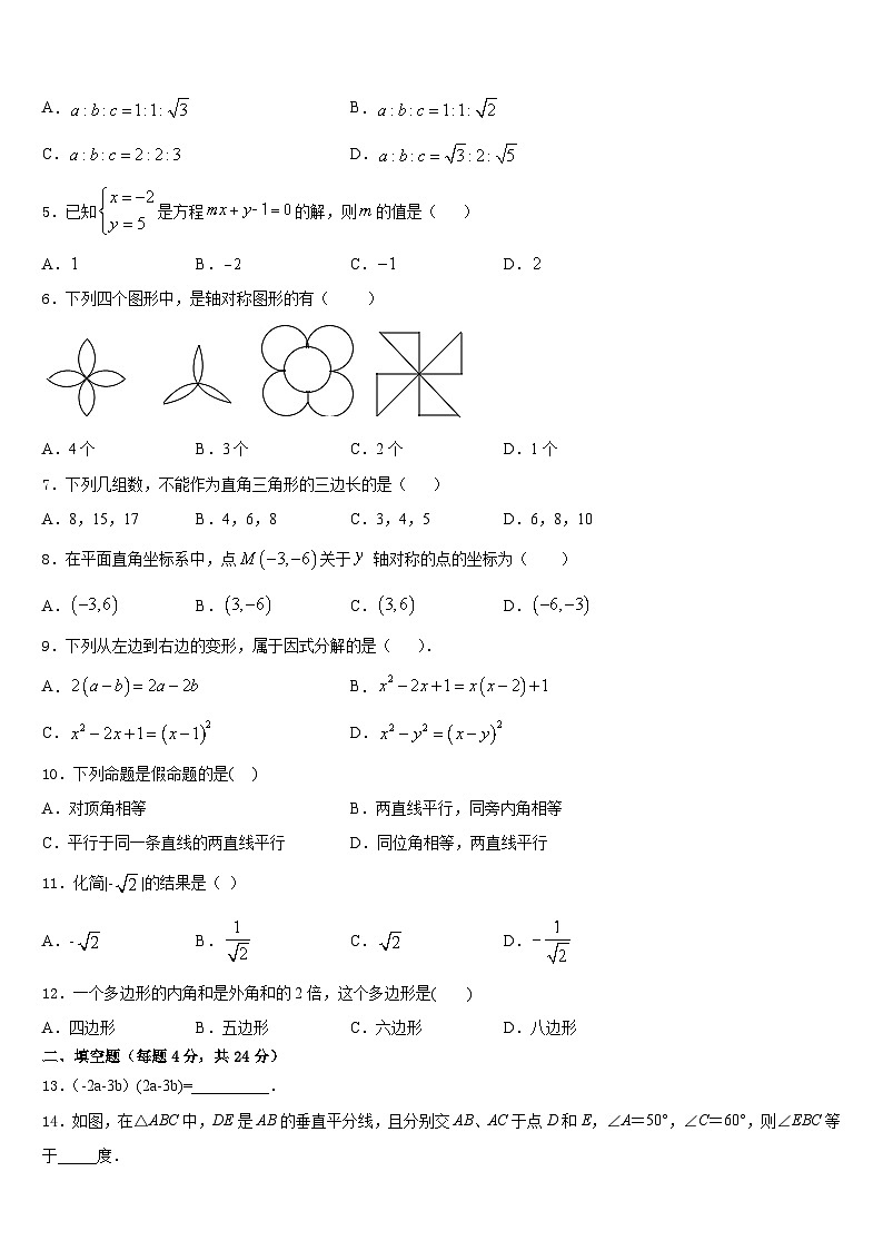 河北省石家庄市四十中学2023-2024学年八上数学期末教学质量检测模拟试题含答案02