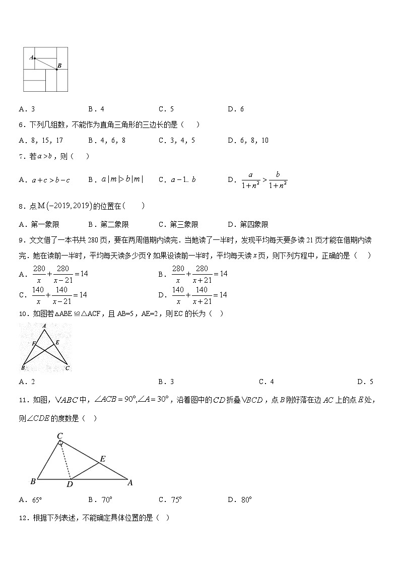 河南省郑州市桐柏一中学2023-2024学年数学八年级第一学期期末达标检测模拟试题含答案02