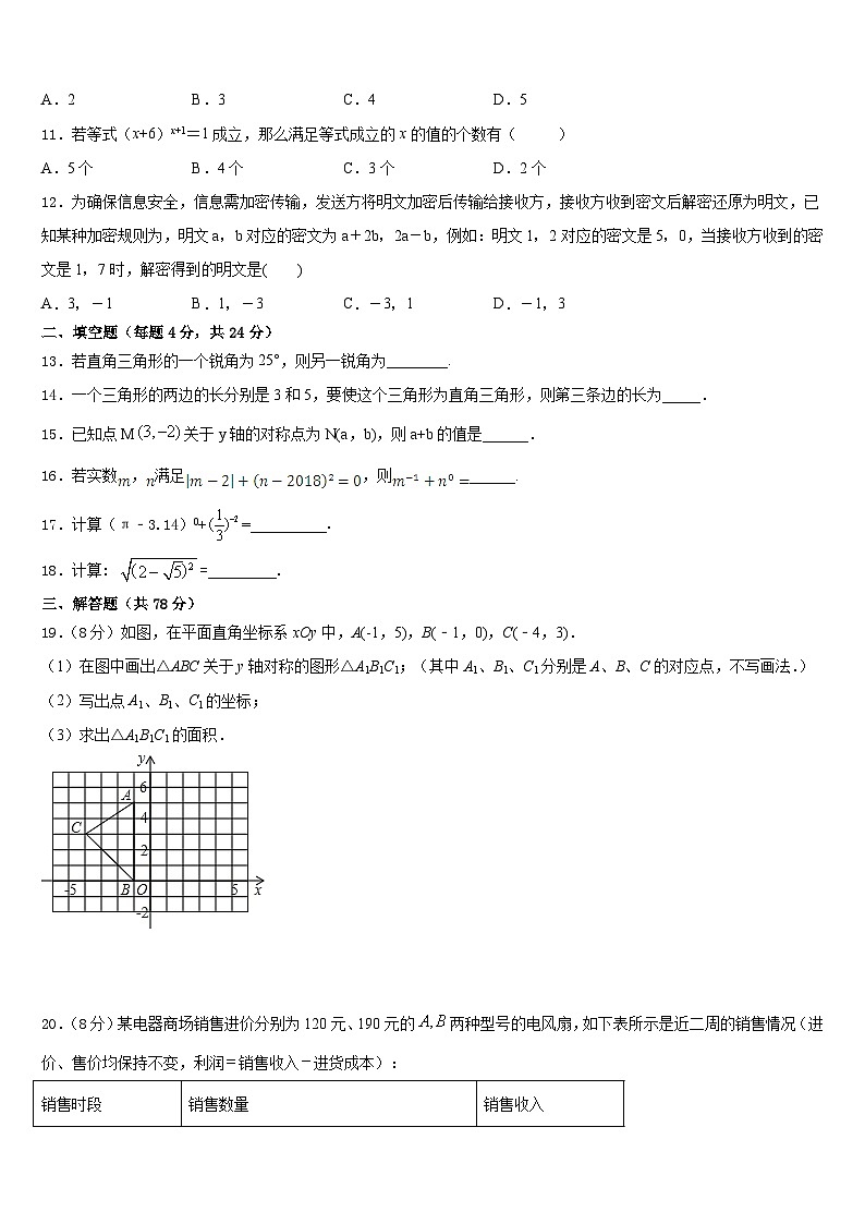 浙江省湖州市吴兴区2023-2024学年八年级数学第一学期期末统考模拟试题含答案03