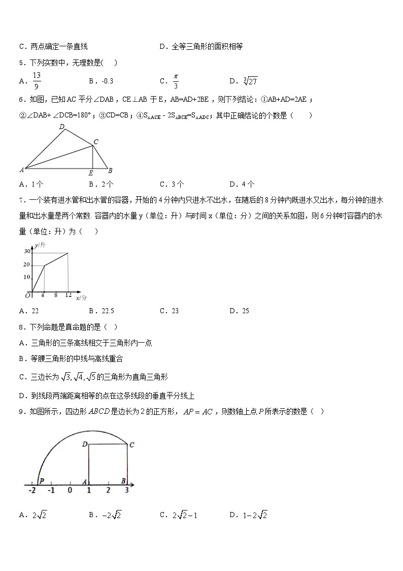 海南省儋州市洋浦中学2023-2024学年数学八上期末质量检测试题含答案02