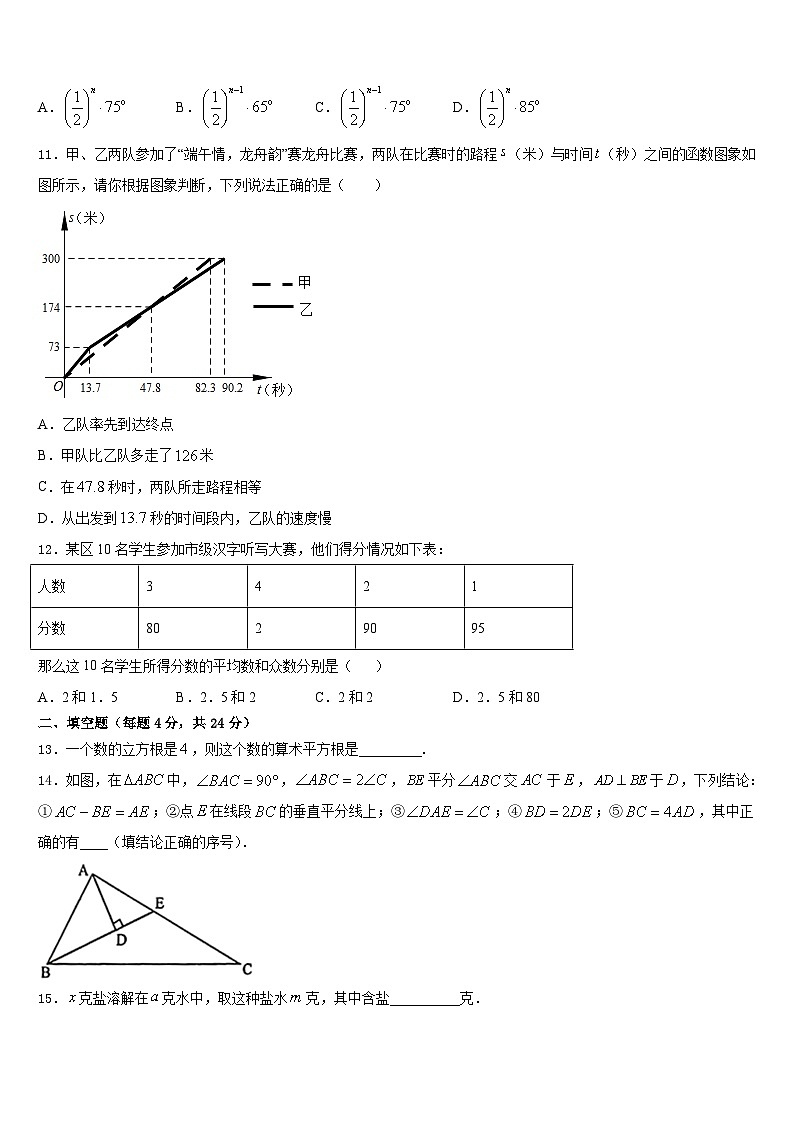 湖北省武汉市青山区5月2023-2024学年八年级数学第一学期期末质量跟踪监视模拟试题含答案03