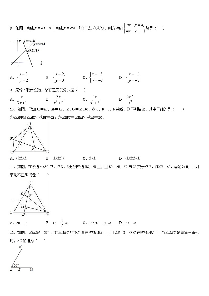 湖北省荆州市松滋市2023-2024学年数学八上期末复习检测模拟试题含答案第2页