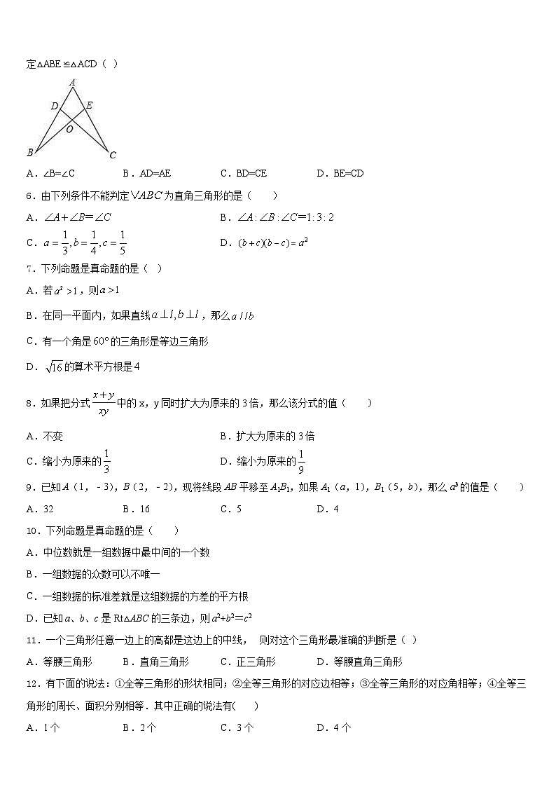 甘肃省民勤县第六中学2023-2024学年八上数学期末联考模拟试题含答案第2页