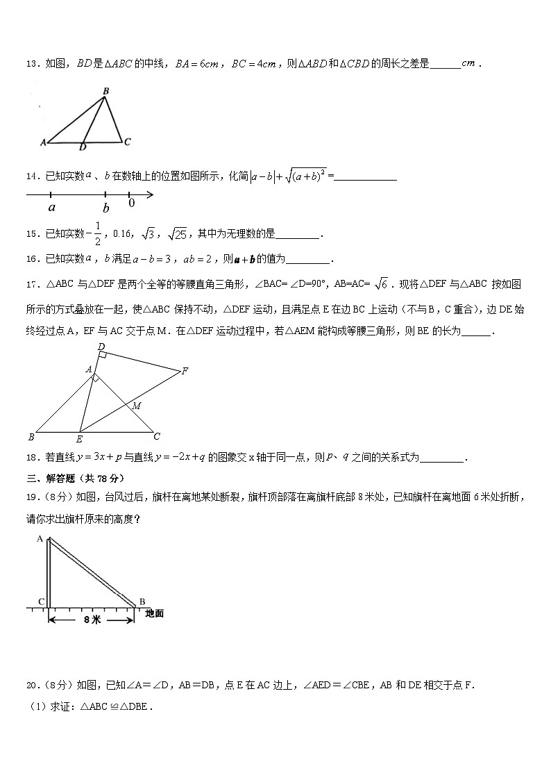 福建省南平市育才中学2023-2024学年八年级数学第一学期期末检测试题含答案第3页