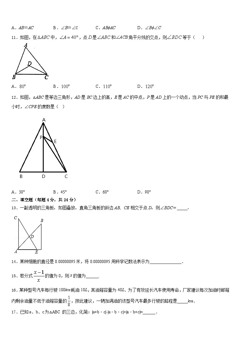 贺州市重点中学2023-2024学年数学八年级第一学期期末达标检测模拟试题含答案03