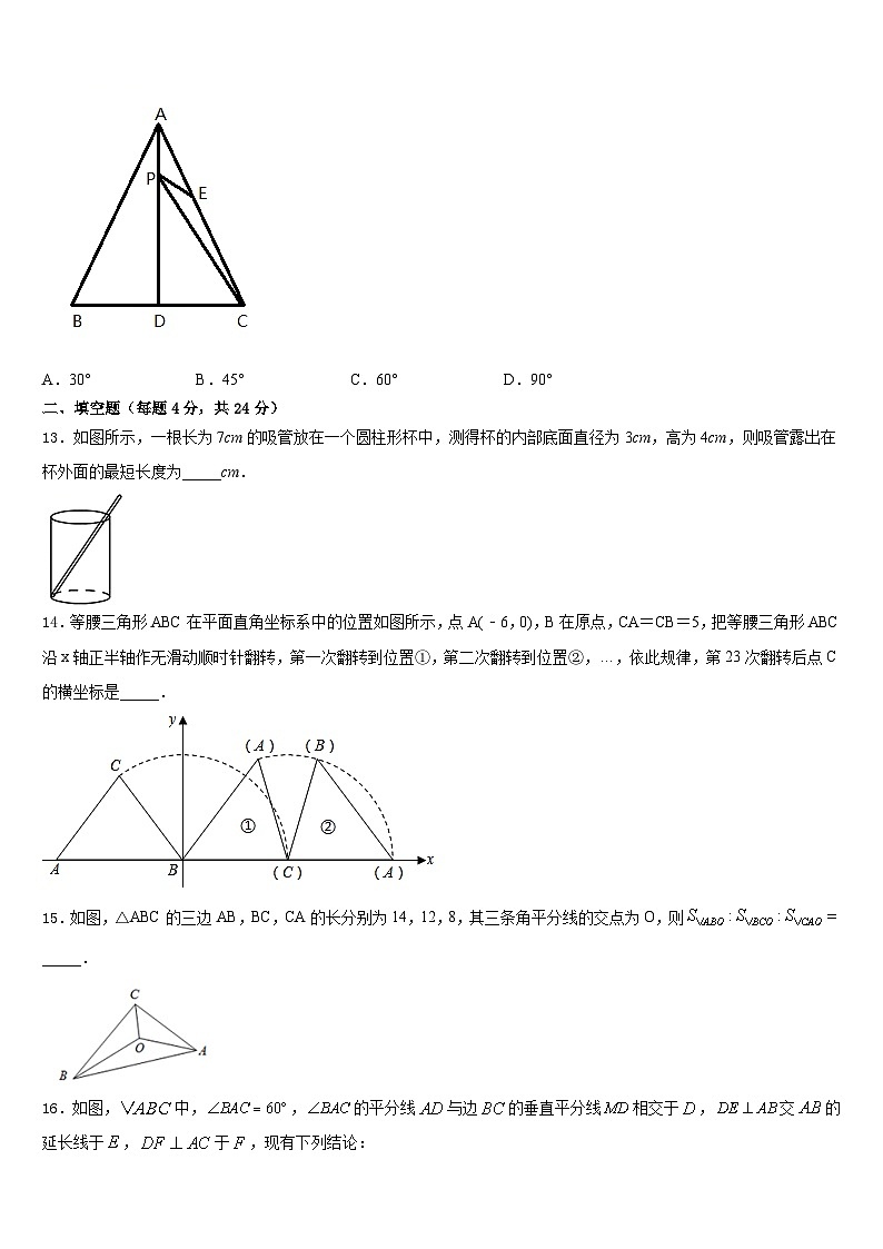 河北省沧州市盐山县2023-2024学年数学八上期末学业水平测试模拟试题含答案03