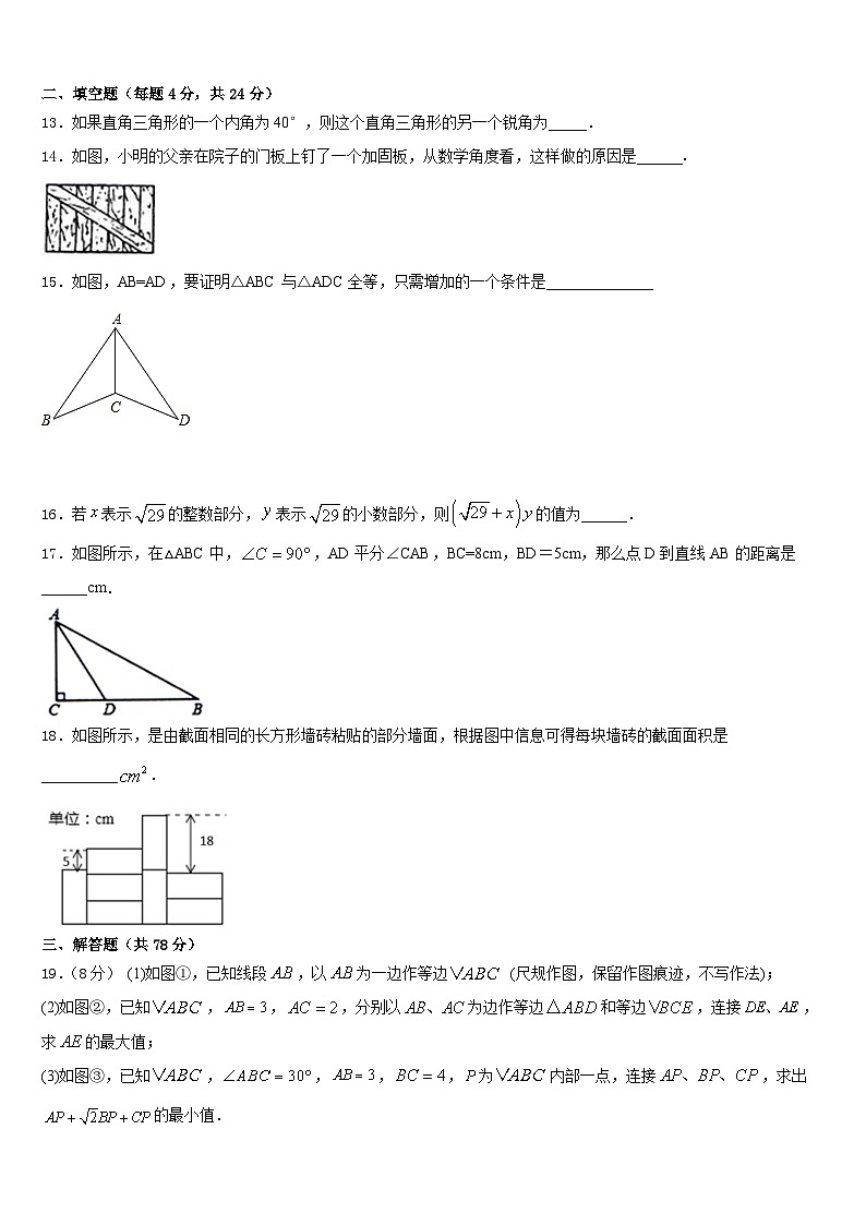 河北省衡水2023-2024学年八年级数学第一学期期末学业水平测试试题含答案第3页