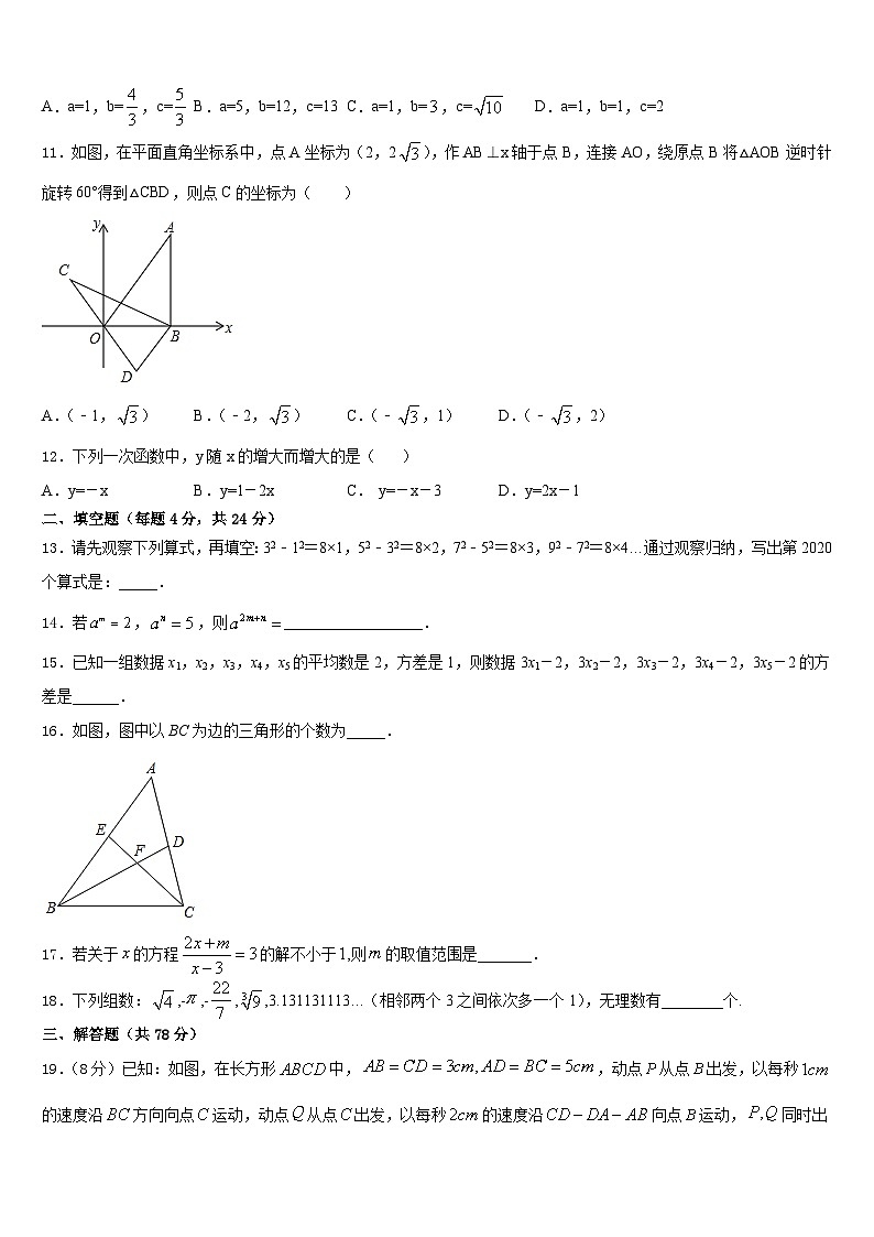 河北省石家庄创新国际学校2023-2024学年八上数学期末学业水平测试模拟试题含答案03