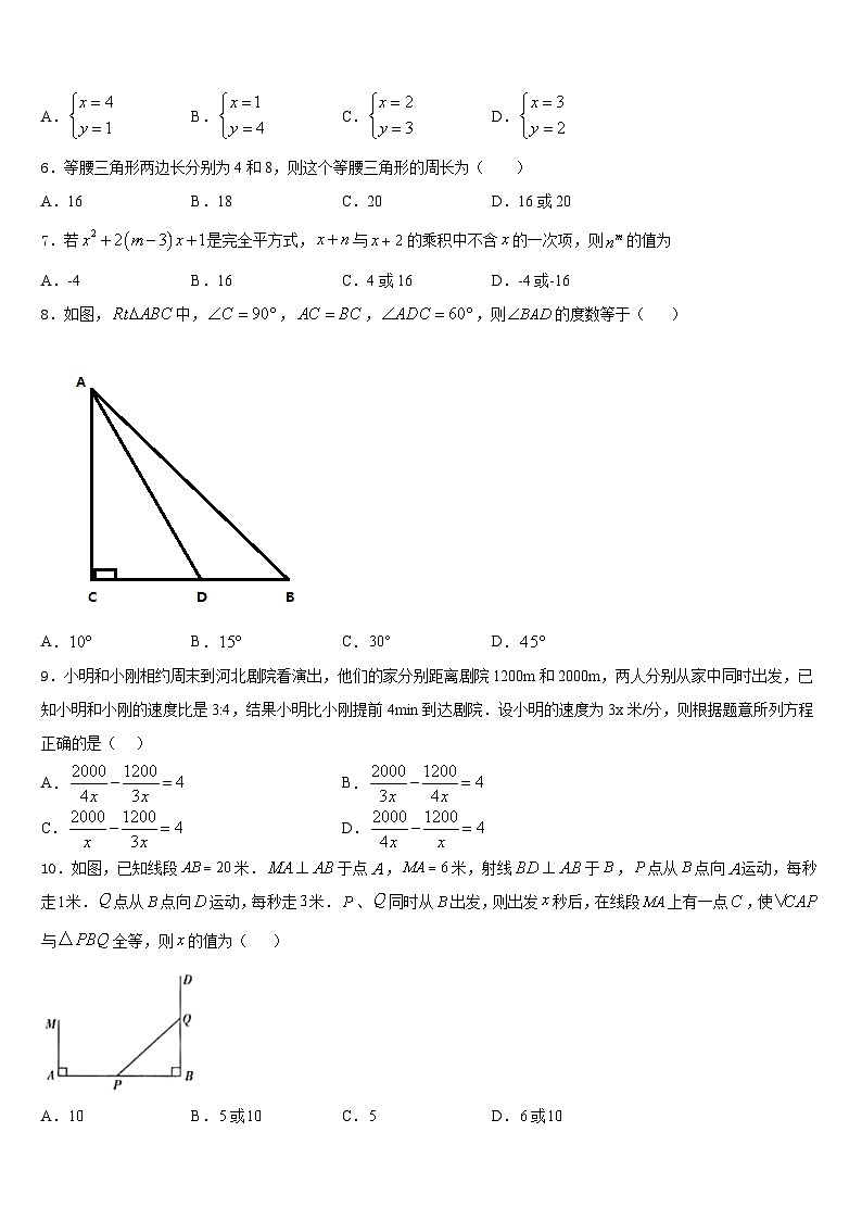 山东青岛城阳区五校联考2023-2024学年八上数学期末学业水平测试模拟试题含答案02