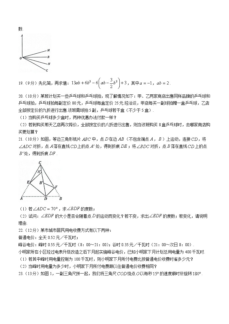 吉林省白山市江源区2023-2024学年七年级上学期期末数学试题第3页