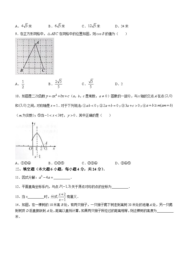 甘肃省天水市秦安县2023-2024学年九年级上学期期末数学试题02