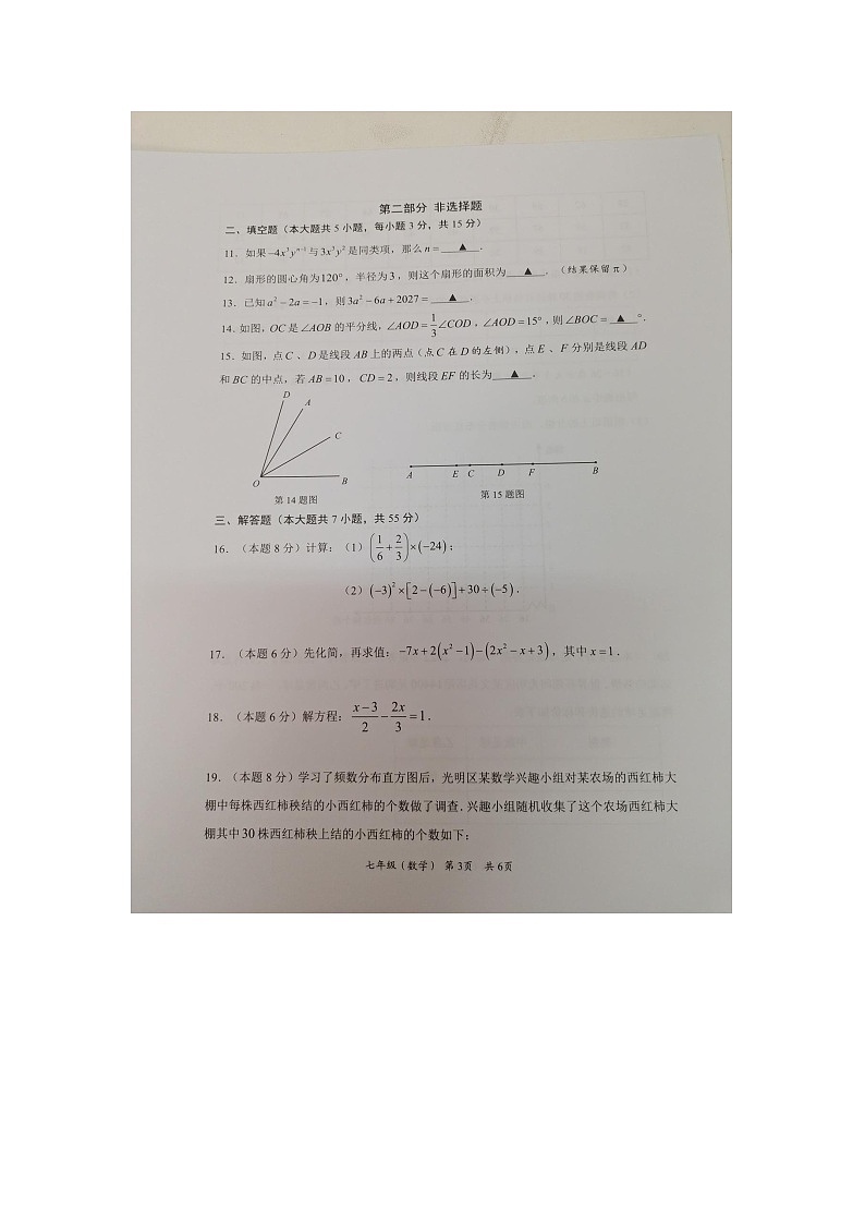 广东省深圳市光明区2023-2024学年七年级上学期1月期末数学试题03
