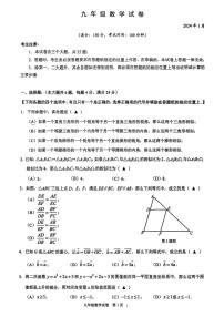 上海市黄浦区2023-2024学年九年级上学期期末数学试题（一模）