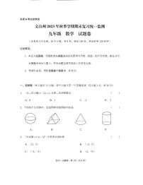 云南省文山州2023-2024学年九年级上学期期末复习统一监测考试数学试卷