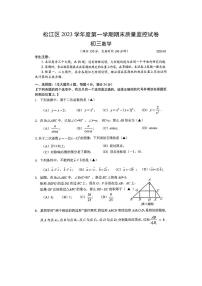 上海市松江区2023-2024学年上学期期末教学质量调研九年级(中考一模）数学试卷