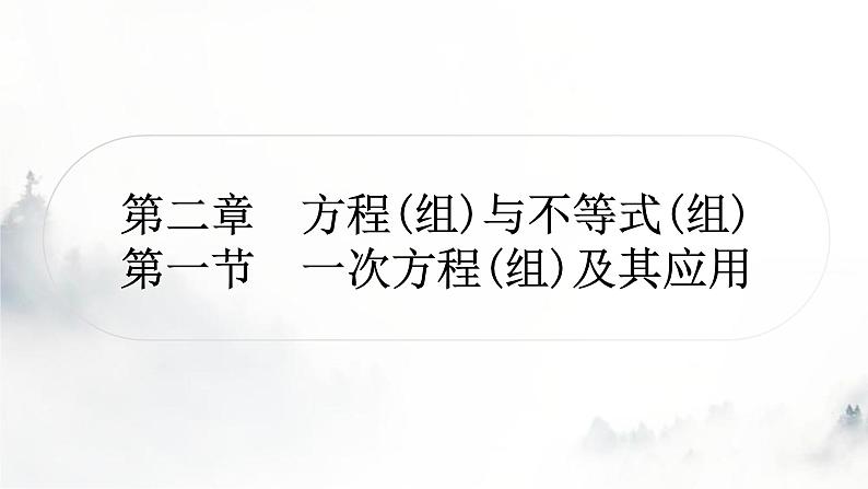 中考数学复习第二章方程(组)与不等式(组)第一节一次方程(组)及其应用课件01