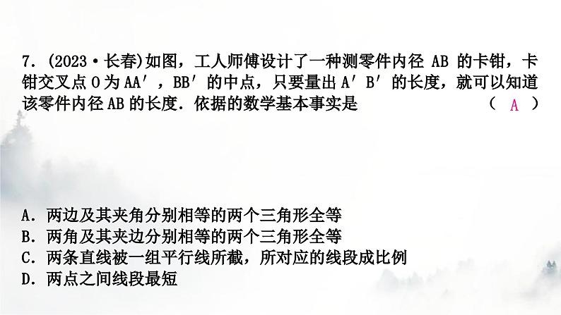 中考数学复习第四章三角形大概念整合3全等三角形与相似三角形课件08