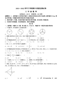 福建省三明市宁化县2021-2022学年八年级下学期期中数学试题(无答案)