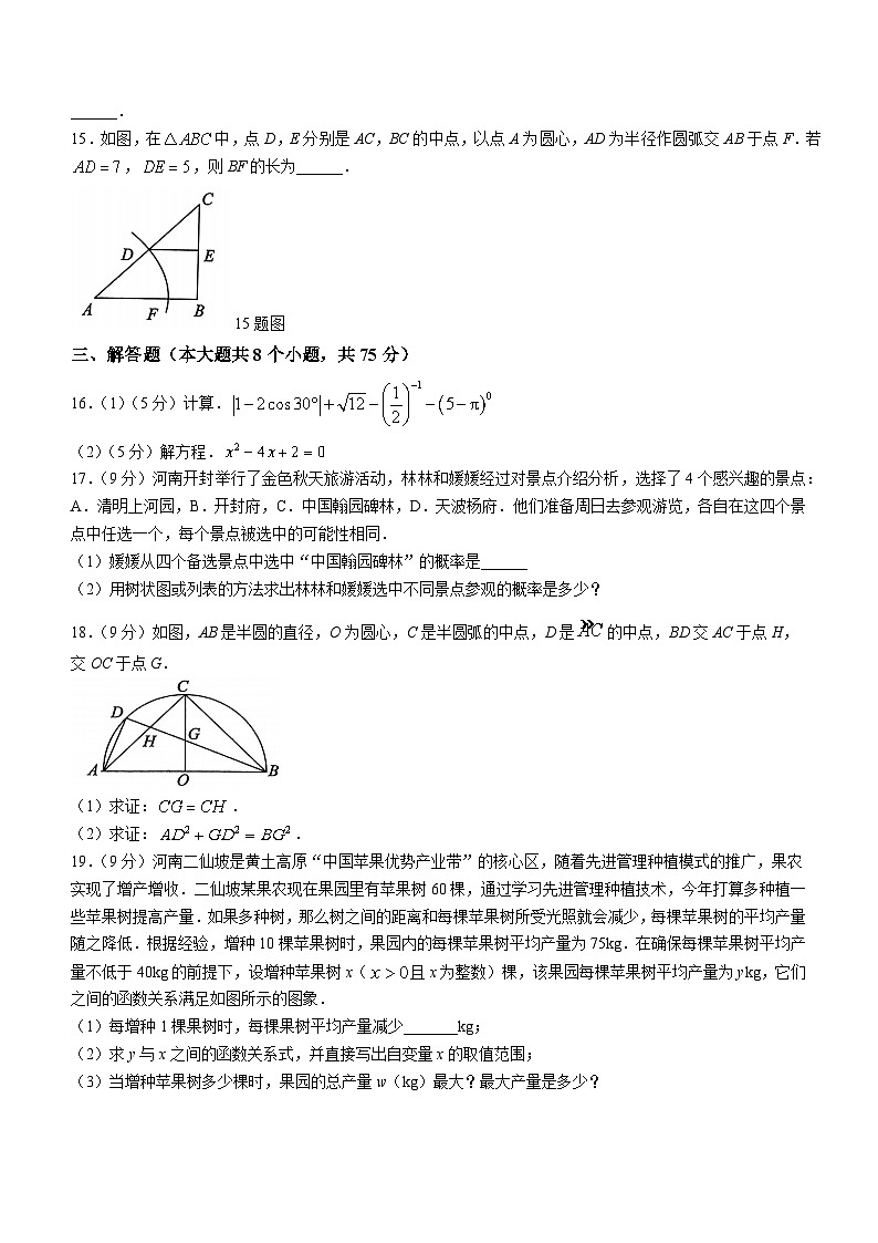 河南省周口市淮阳区冯塘乡初级中学联考2023-2024学年九年级上学期12月月考数学试题03