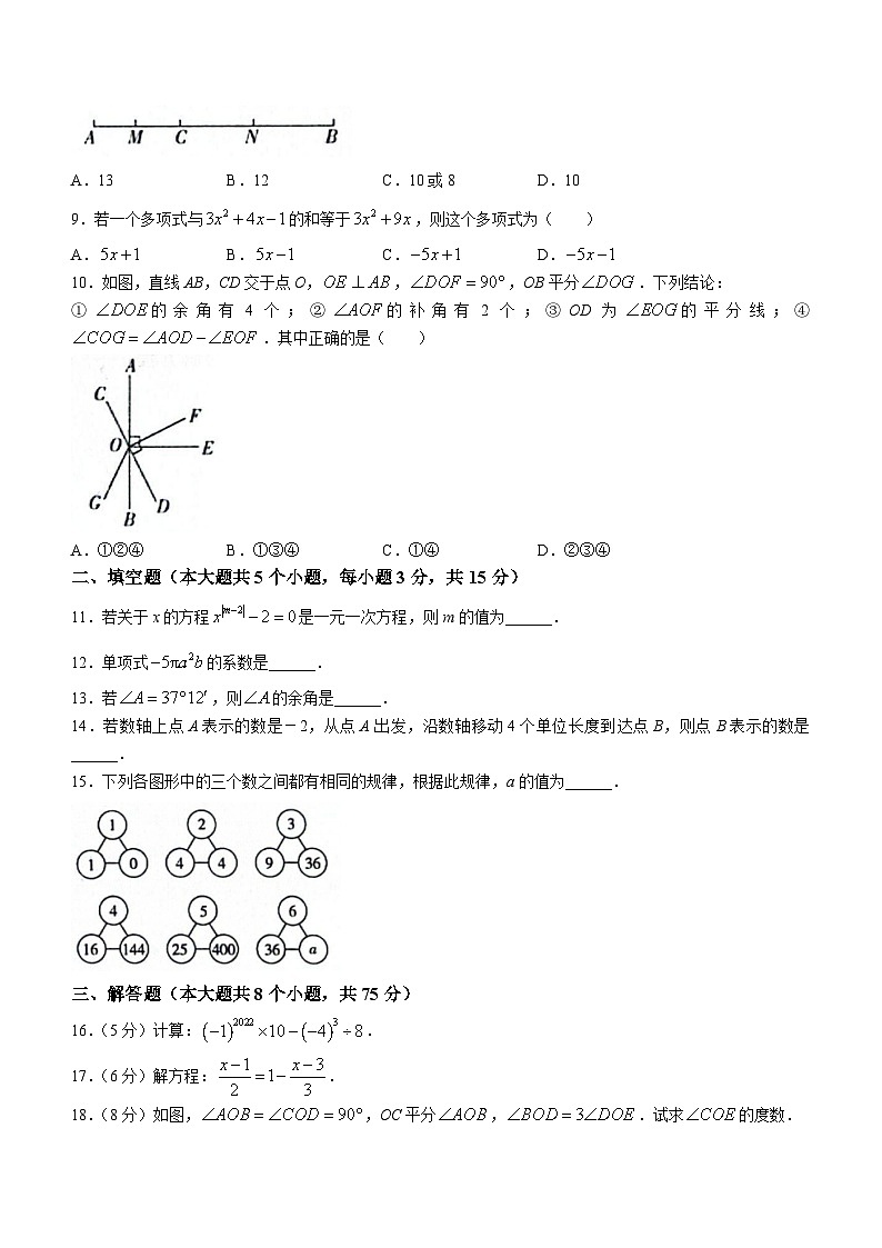 吉林省白山市抚松县2023-2024学年上学期七年级数学期末试题+第2页