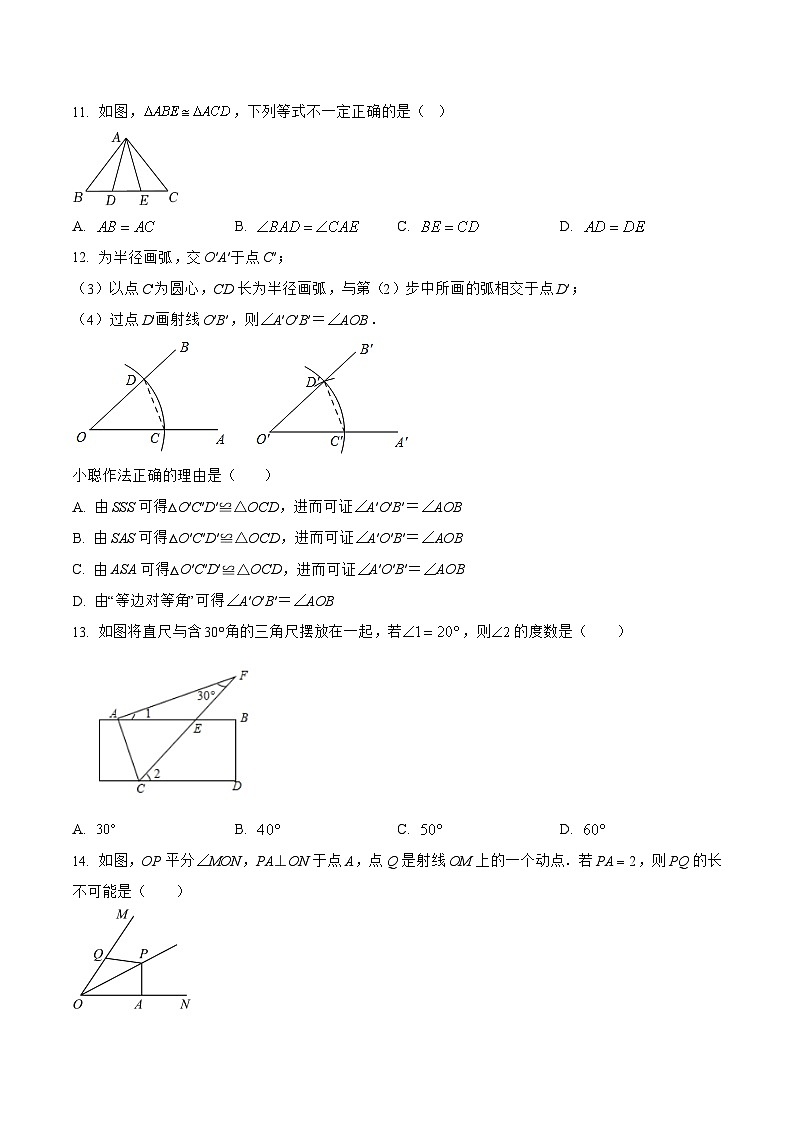 河北省邯郸市武安市2022-2023学年八年级上学期期末模拟测试数学试卷(含解析)第3页