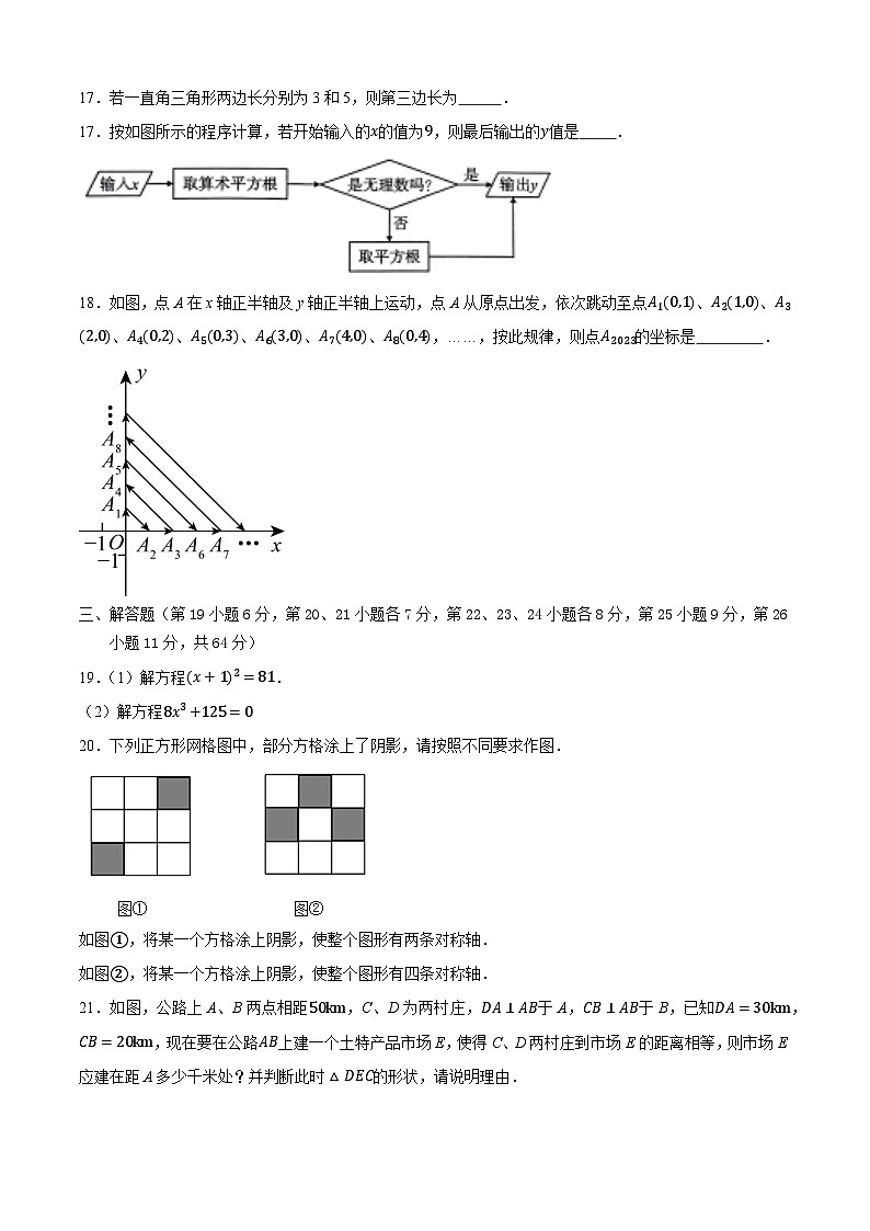 苏科版八年级上册期末考前必刷数学卷  原卷+解析卷03