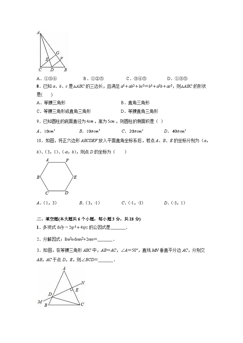 华东师大版2023-2024学年八年级上册数学期末试卷(含答案)02