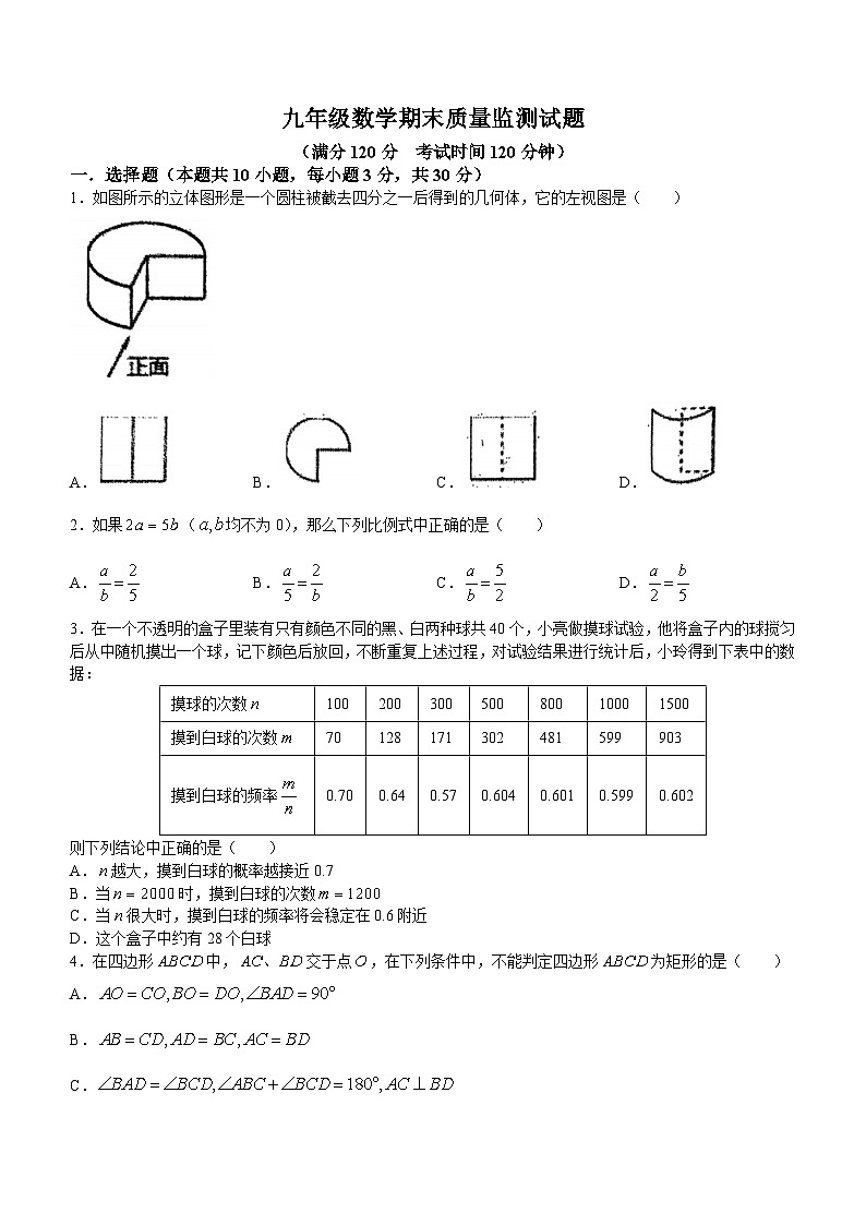 辽宁省铁岭市昌图县2023-2024学年九年级上学期期末数学试题01
