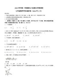 浙江省嘉兴市桐乡市2023-2024学年七年级上学期期末数学试题