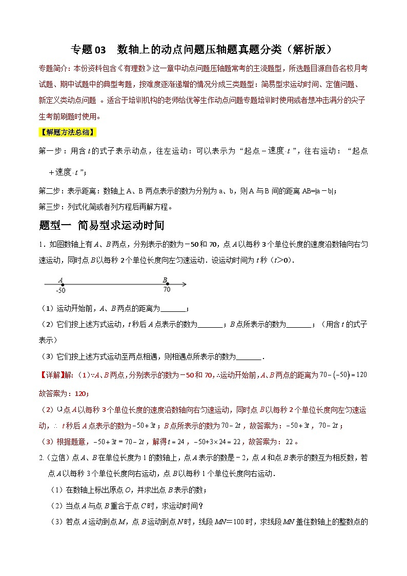 专题03 数轴上的动点问题压轴题真题分类-2023-2024学年七年级数学上册重难点题型分类高分必刷题（人教版）01