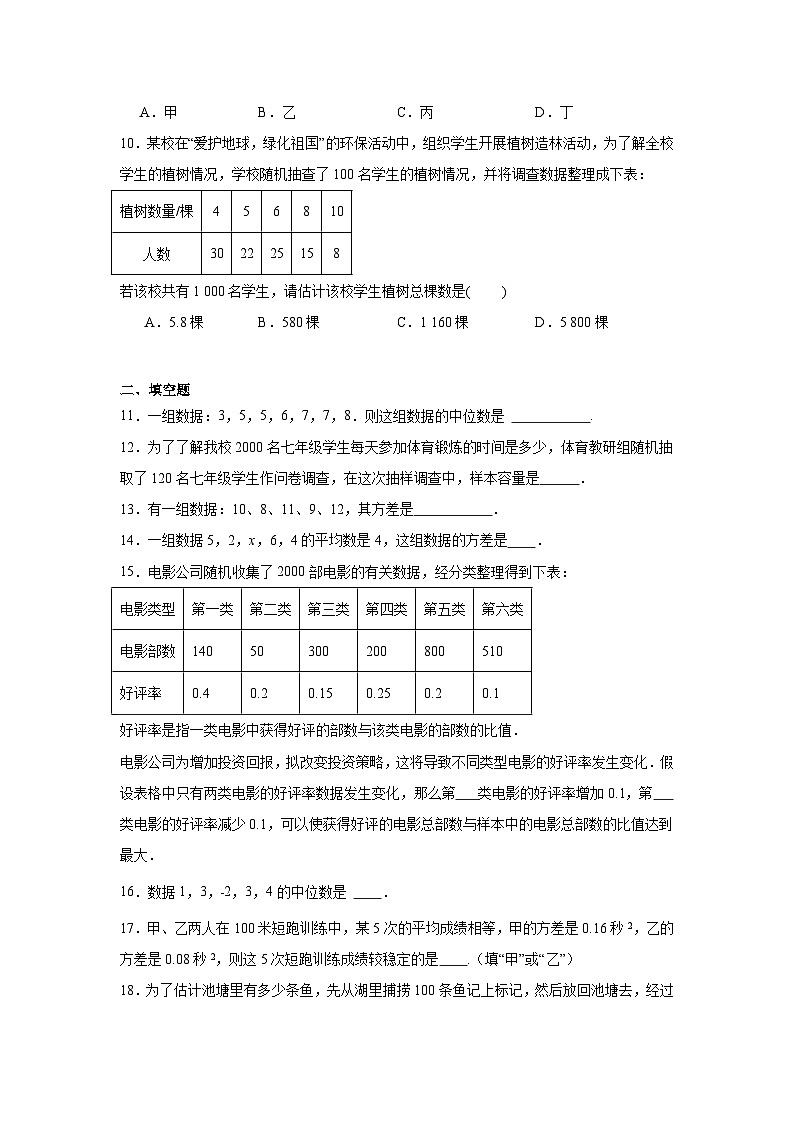青岛版数学八年级上册第四章数据分析期末章节拔高练习第3页