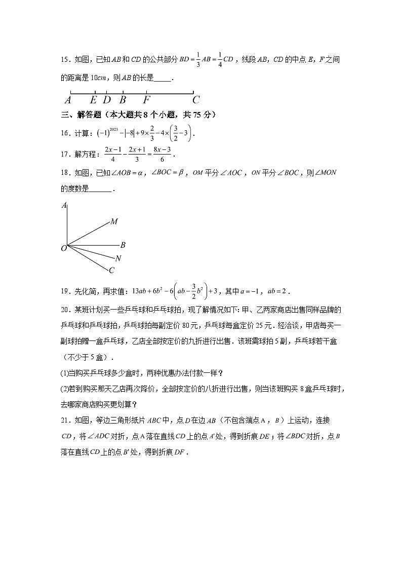吉林省白山市江源区2023-2024学年七年级上学期期末数学试题（含解析）第3页