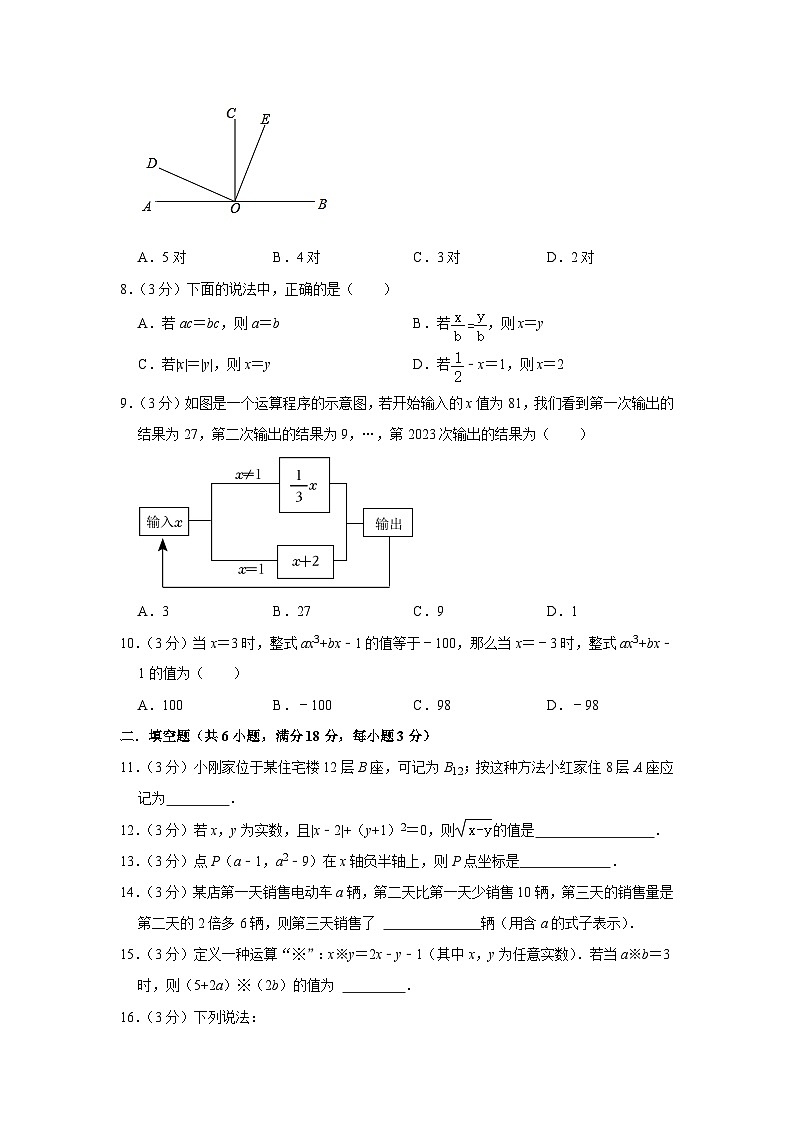 人教版2023-2024学年七年级（上）期末数学复习卷2(含解析)第2页