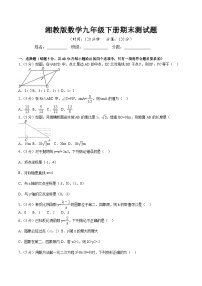 陕西省汉中市西乡县2023届湘教版九年级下学期期末测试数学试卷(含答案)