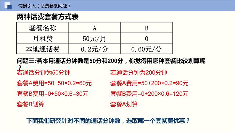 4.3 用一元一次方程解决实际问题（第三课时 话费套餐问题）（课件）-2022-2023学年七年级数学上册同步精品课堂（苏教版）05