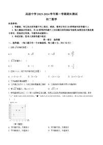 广东省深圳市福田区深圳市高级中学2023-2024学年八年级上学期期末数学试题