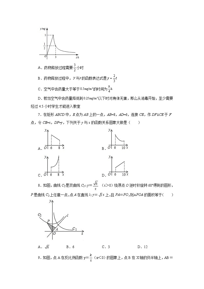 北师大版九年级数学上册基础知识专项讲练 专题6.11 反比例函数的应用（专项练习）第3页